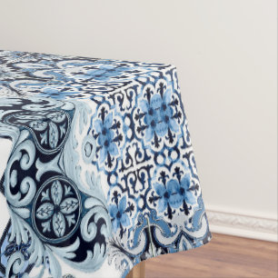 Nappe Carreaux bleus citron Méditerranée