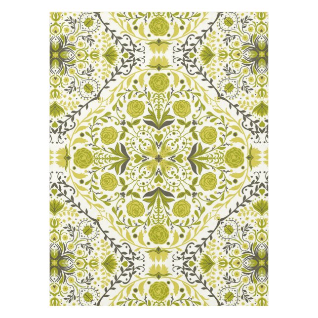 Nappe Carreaux de fleurs en vert (Devant)