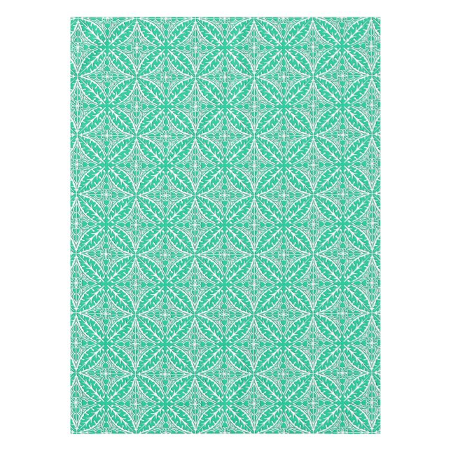 Nappe Carrelage marocain - turquoise et blanc (Devant)