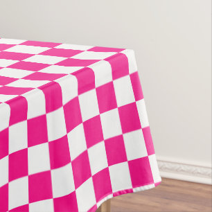 Nappe Carrés à carreaux rose chaud blanc géométrique rét