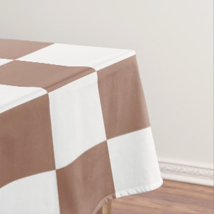 Nappe Carrés à damier marron moka blanc géométrique rétr