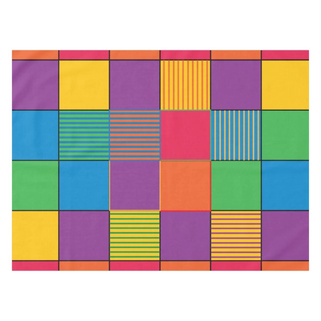 Nappe Carrés et bandes de couleurs vives (Devant (Horizontal))