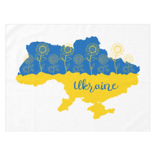 Nappe Carte de l'Ukraine avec tournesol et drapeau ukrai