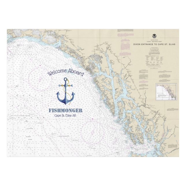 Nappe Carte marine authentique côte de l'Alaska (Devant (Horizontal))