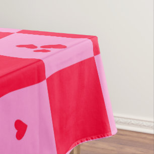 Nappe Cartes Grille rose et rouge