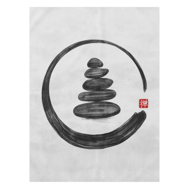 Nappe Cercle Zen Enso et pierres Zen - Aquarelle (Devant)
