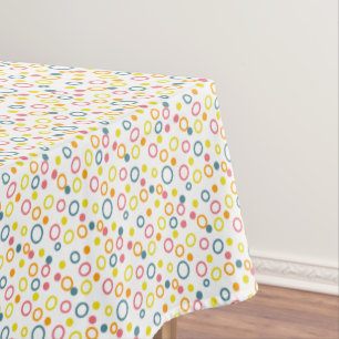 Nappe Cercles orange jaune turquoise Points