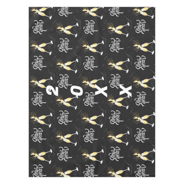 Nappe Champagne Gold Black Verre Confetti Moderne Ta (Devant)
