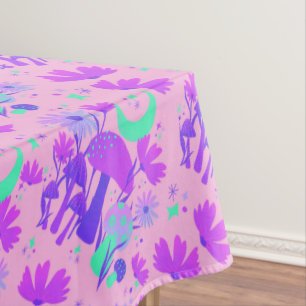 Nappe Champignons et fleurs - lavande rose & violet