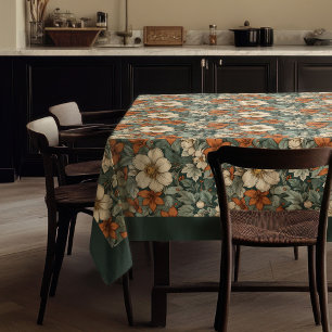 Nappe Charme automne terre cuite fleurs blanches sauge