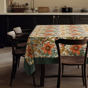 Nappe Charme automne terre cuite fleurs blanches sauge