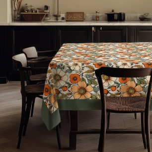 Nappe Charme automne terre cuite fleurs blanches sauge