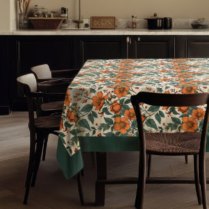 Nappe Charme automne terre cuite fleurs blanches sauge