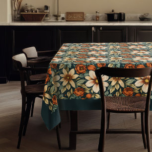 Nappe Charme automne terre cuite fleurs blanches sauge