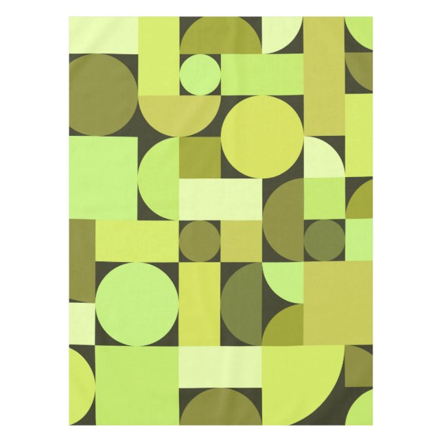 Nappe Chartreuse géométrique moderne du milieu du siècle (Devant)