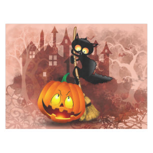 Nappe Chat effrayé par Citrouille Fun Halloween caractèr
