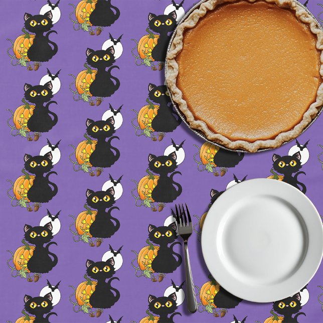 Nappe Chat noir violet Citrouille d'Halloween (Créateur téléchargé)