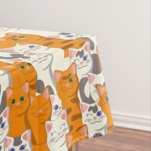 Nappe Chats blancs et gingembre motif yeux verts yeux bl