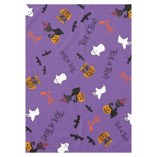 Nappe Chats d'Halloween, chauves-souris et fantômes Napp (Devant)