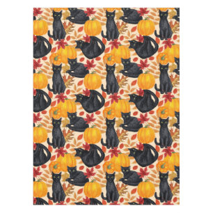 Nappe Chats noirs et citrouilles