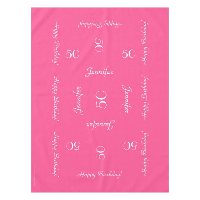 Nappe Chaud rose Personnalisé 50e Anniversaire (Devant)