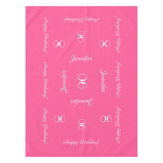 Nappe Chaud rose Personnalisé 90e Anniversaire (Devant)