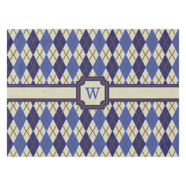 Nappe Chemise de table Argyle Scone Bleu (Devant (Horizontal))