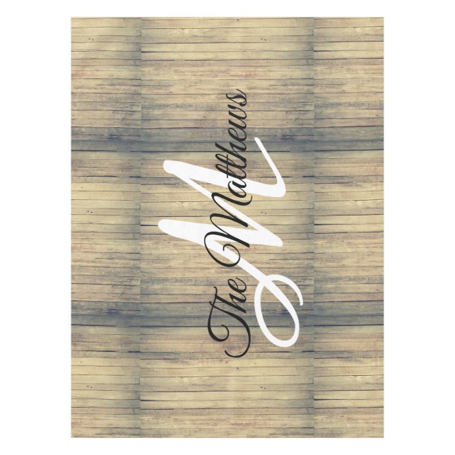 Nappe Chêne Rustique Créez Votre Propre Monogramme Nom D (Devant)