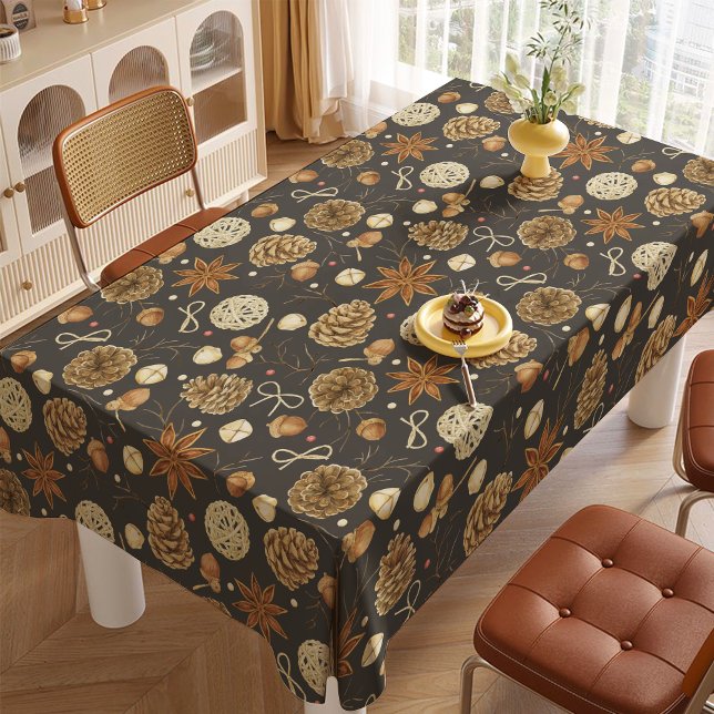 Nappe Chênes rustiques aquarelle bois cônes automne (Créateur téléchargé)