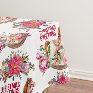 Nappe Cheval rocheux victorien et Poinsettia Noël