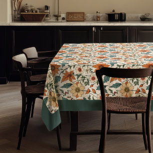 Nappe Chic automne terre cuite fleurs blanches pastel ve