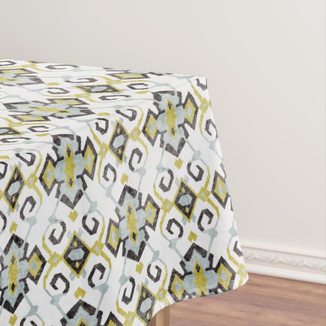 Nappe Chic motif tribal ikat jaune et gris (In Situ)