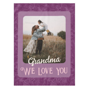 Nappe Chic Photo Personnalisée Texte Grandma Cadeau Roug