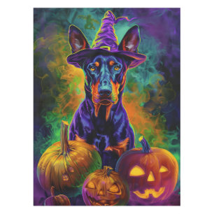 Nappe Chien Dobermann effrayant Sorcière d'Halloween et 