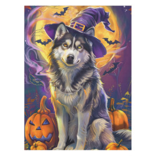 Nappe Chien Husky Sibérien Effrayant Halloween Sorcière 