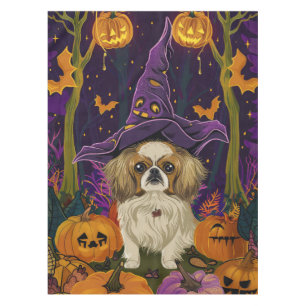 Nappe Chien Pékin Spooky Halloween Sorcière Et Citrouill