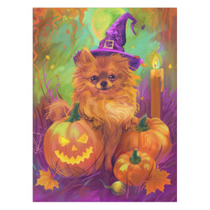 Nappe Chien Poméranien éffrayant Halloween sorcière et C