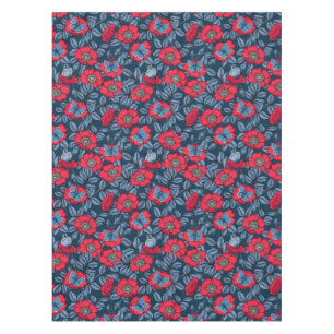 Nappe Chien rose et papillons en bleu et rouge