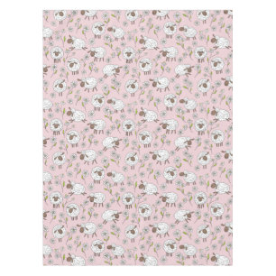 Nappe Chiens de comptage sur coton bonbon rose