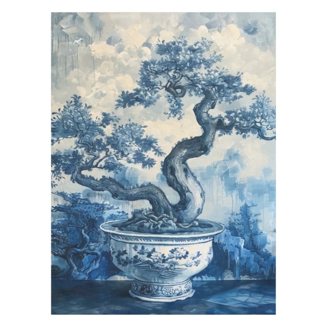Nappe Chinoiserie Design en porcelaine bleue et blanche (Devant)