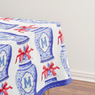 Nappe Chinoiserie Ginger Jar Monogramme Bow rouge