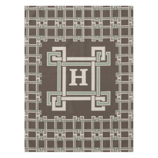 Nappe Chocolat Sauge Biologique Monogramme à Clé Grecque