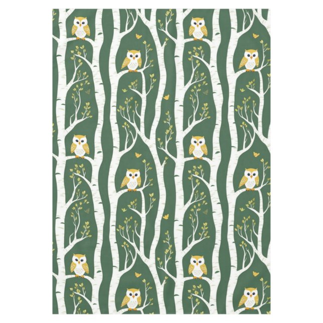Nappe Chouette lunaire et Motif de bouleau (Devant)