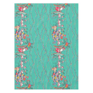 Nappe Chrétiens tropicaux avec Père Noël et Flamants ros