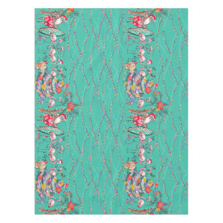 Nappe Chrétiens tropicaux avec Père Noël et Flamants ros