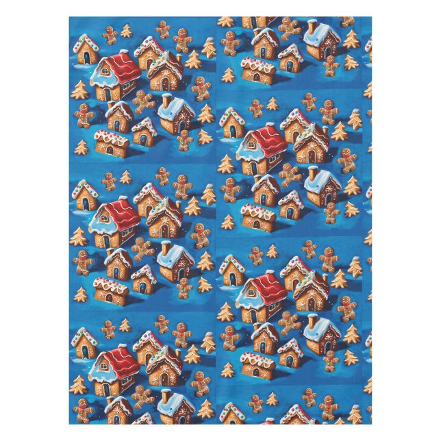 Nappe Christmas ginger Cookies Houses Trees Holiday deco (Devant)