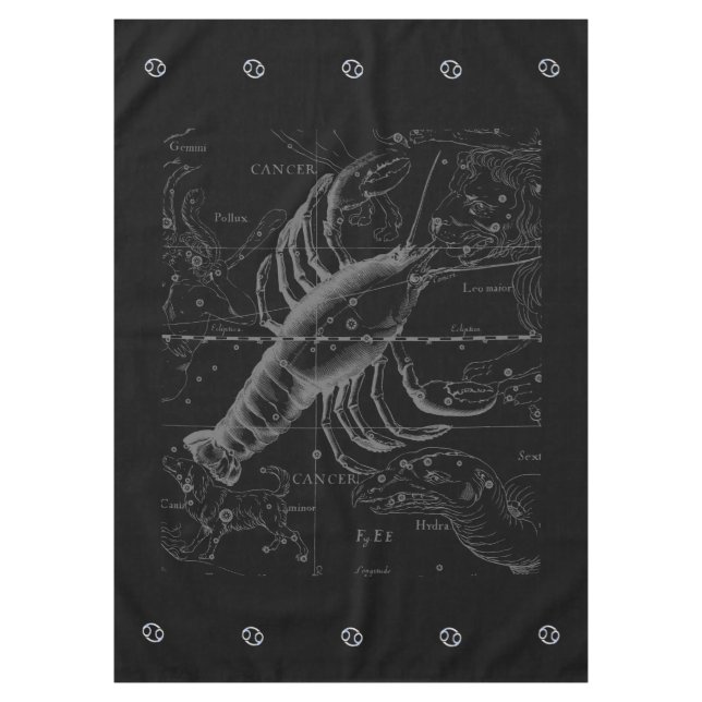 Nappe Chrome style Cancer Zodiac Sign on Hevelius 1690 (Devant)