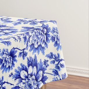 Nappe Chrysanthème bleu et blanc Décor champêtre françai