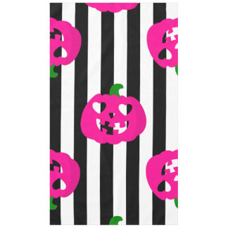Nappe citrouille coeur Halloween rose rayée
