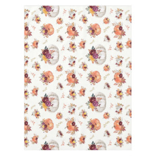Nappe Citrouille floral automne et impression feuille